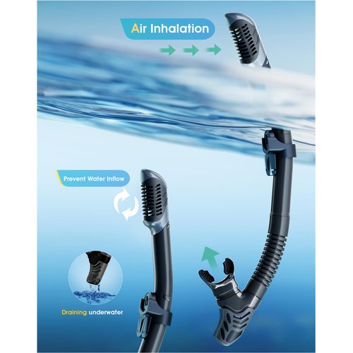 Snorkeling Gear for Adults, Kwambiri Dry-Top Snorkel Set, 181°Panoramic Wide View Diving Mask Breathing Freely Snorkel Mask for Snorkeling Scuba Diving Swimming Travel（Adults）