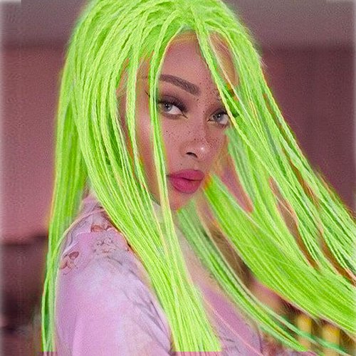 Fluorescent Green Micro Braided Wigs for Women Long Mint Green Yellow Lace Front Wigs Realistic Braids Synthetic Wigs Best Twist Box Braided Wigs Natural Hairline Glueless Hair Cosplay Custome 28"
