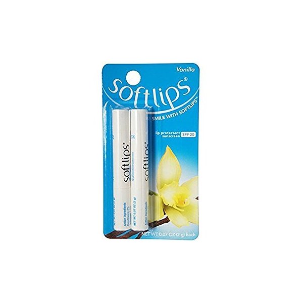Softlips Lip Protectant/Sunscreen SPF 20, Value Pack, Vanilla 2 Each (Pack of 4)