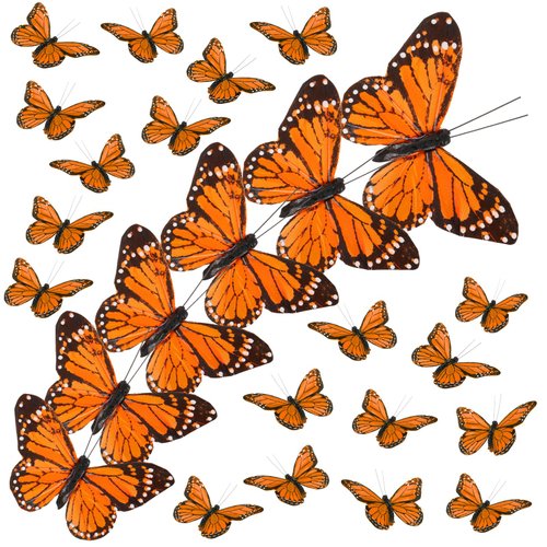 12PCS Butterfly Clips Decorations Orange Butterfly Clip Barrettes Monarch Butterfly Hair Clips Feather Butterfly Clips 3D Butterfly Headwear Clips for Women Girls Halloween Garland Home Party Supplies