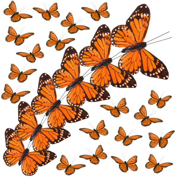 12PCS Butterfly Clips Decorations Orange Butterfly Clip Barrettes Monarch Butterfly Hair Clips Feather Butterfly Clips 3D Butterfly Headwear Clips for Women Girls Halloween Garland Home Party Supplies