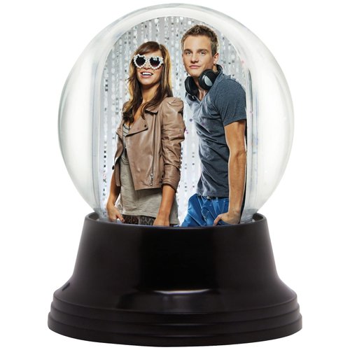 LED Light Up Mini Photo Snow Globe with Black Base