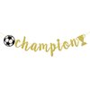 Champion Banner, Sports Theme Banner, Soccer Game Day Party Decorations, Gold Glitter