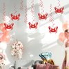 Maicaiffe Crab Birthday Hanging Swirl Decorations - Glitter 12 Pcs Ocean World Sea Animal Party Supplies - Baby Shower Streamers - Cute Crab Party Foil Swirls Ceiling Decorations