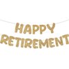 Fulmoon Pre Strung Happy Retirement Banner Glitter Retirement Sign Funny Official Retired Decor Party Decorations Supplies for Men Women Gifts (Champagne Gold)