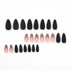RikView Black Press on Nails Long Fake Nails French Stick on Nails with Swirls Design Matte Almond Nails for Women