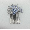Faship Gorgeous Dark Blue Rhinestone Crystal Floral Hair Comb