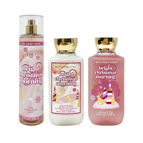 Bath & Body Works - Bright Christmas Morning Trio Gift Set - Fragrance Mist - Body Lotion and Shower Gel