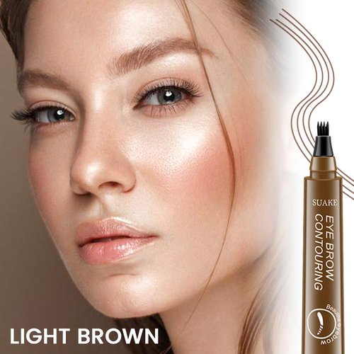 Kaely 2Pcs Magical Precise Waterproof Brow Pen,Suake Eyebrow Contouring Pen,4 Tip Eye Brow Pencils for Women Makeup,lapiz de cejas 3d Microblading Eyebrow Pen Pencil,24h Smudge Proof,01 Light Brown