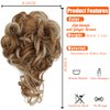 Qunlinta Messy Bun Hair Piece, Long Wavy Tousled Updo Hair Bun Extensions Wavy Hair Wrap Ponytail Hairpieces Hair Scrunchies with Elastic Hair Band for Women Girls -Ash blonde mix Ginger Brown