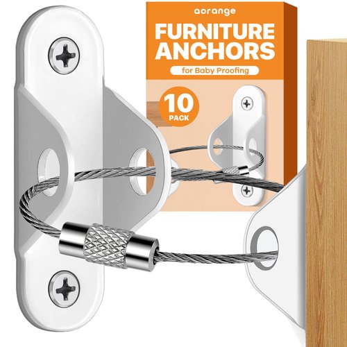 Aorange Furniture Anchors for Baby Proofing (10 Pack), Furniture Wall Anchors for Baby Proofing, Anti Tip Furniture Anchors, Furniture Wall Anchor, Earthquake Straps for Wall Anchors for Furniture