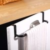 2 Pieces Metal Towel Bar Kitchen Cabinet Towel Rack Strong Steel Towel Bar Rack for Hanging on Inside or Outside of Doors, Home Kitchen Bathroom, Hand Towels, Dish Towels and Tea Towels (Black)