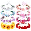 Cinaci 8 Pack Handmade Adjustable Sunflower Rose Flower Wreath Headbands Crown Garland Wedding Party Headpiece for Women Brides Bridemaids Girls Teens