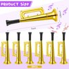 Poen 12 Pcs Toy Trumpet Kids Mini Metallic Trumpet Musical Instruments Plastic Trumpet Noise Makers for New Year Parties Kids Events Party Favors Music Class Stage Props 7 Inch(Gold)