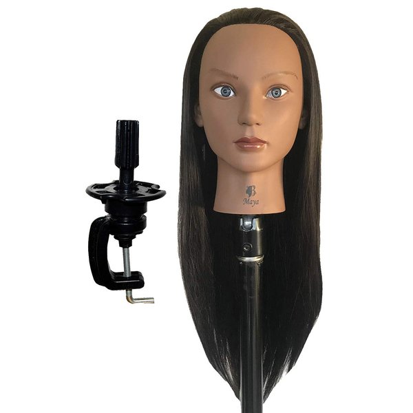 HairZtar 30" Synthetic Fiber Mannequin Head Ethnic (Long and Thick) Hairdresser Training Head Manikin Cosmetology Head (MAYA+C)