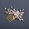 BERYUAN Crystal Rhinestone Pearls Wedding Hair Comb Birdal Rhinestone Pearls Headpiece Silver Gold Rose Gold Crystal Rhinestone Bridal Wedding Comb for Women (gold)