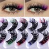 FEITA Colored Lashes 20mm Strip False Eyelashes Kit with Color Fluffy 8D Thick Volume Lash Tint Curly Rainbow Fake Eye Lashes 7 Pairs Multi Pack