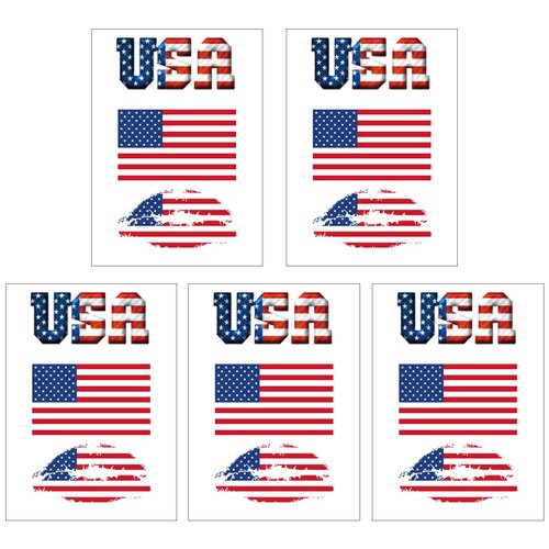 CARGEN National Flag Temporary Tattoos - 5 Sheets 3 Patterns US America Flag Tattoos for American Football Match World Cup Ball Game Great on Arm Face Shoulder for Kids Adults Party Festival