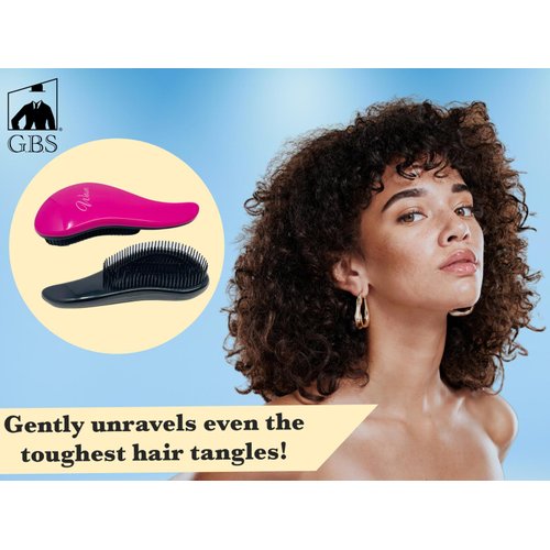 G.B.S Wave Detangling Brush- For Curly, Thick, Natural, Straight, Fine, Wet or Dry Hair No Pain Detangle Hair Comb for Women, Men or Kids No Pain Tangle Free Hair Brush (PINK)