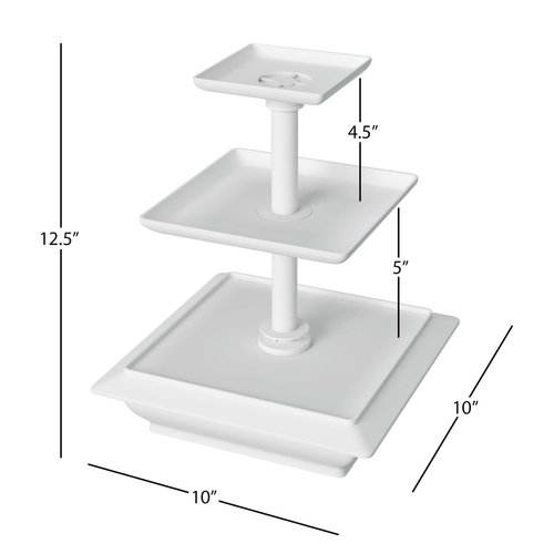 3-Tier Cupcake Stand - Square Display Stand for Birthday, Tea Party, Wedding, or Baby Showers - Dessert Table Display Set by Chef Buddy (White)