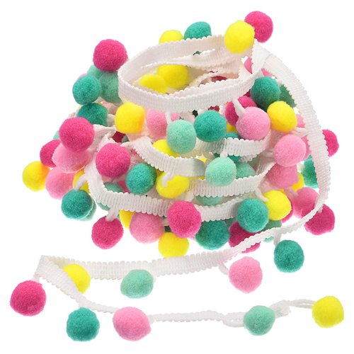 uxcell 8 Yards Pom Pom Ball Fringe Trim, Ribbon Sewing DIY Crafts Accessory for Home Curtain Clothes Pillow Decoration, Colorful