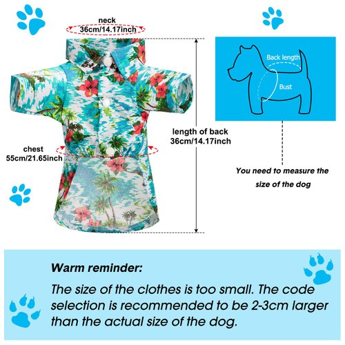 3 Pieces Pet Dog Hawaiian Costume, Includes Cool T-Shirts Summer Clothes, Funny Cute Retro Fashion Sunglasses and a Colorful Wreath for Small to Medium Dog (Green Series)