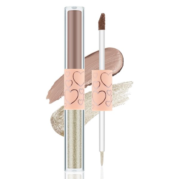 Apooliy 2 In 1 Eyeshadow Stick,Matte Glitter Eye Shadow Pen,Dual-Ended Liquid Eyeshadow Pen,Long Wear,Blue,Highlighter Pen