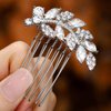 Foyte Crystal Bride Wedding Hair Comb Leaf Bridal Headpieces Rhinestone Hair Pieces Bridesmaid Side Combs Hair Accessories for Women (silver leaf)