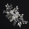 BERYUAN Rhinestone Crystal Pearls Flowers Hair Comb Crystal Rhinestone Wedding Bridal Hair Comb Rhinestone Bridal Headpiece Flowers Pearls Hair Side Comb for Brides Bridesmaid (silver)