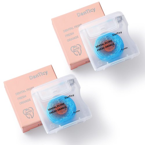 Coconut-Oil Infused Woven Dental Floss,Deep Clean Natural Vegetable Waxed Floss,Extra Wide Cleaning and Slides Smoothly & Easily,PFAS Free | Orange Flavored(33 Yds x 2 Unit)