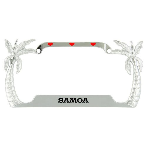 Speedy Pros I Love Heart Samoa Palm Tree Metal License Plate Frame Tag Holder