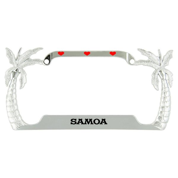 Speedy Pros I Love Heart Samoa Palm Tree Metal License Plate Frame Tag Holder