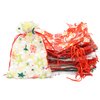 Stratalife 22PCS Christmas Organza Gift Bags 5X7 with Drawstring Mixed Pattern Snowflake Jewelry Drawstring Bags Candy Party Favor Pouches Bags