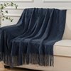 BATTILO HOME Navy Throw Blanket for Couch, Decorative Navy Blue Throw Blanket for Sofa Bed Room Decor, 50"x60"