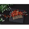 Alilang Red Crystal Rhinestone Bride Wedding Hair Comb Golden Leaf Bridal Hair Accessories