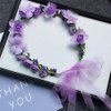Flower Crown Headband Wreath Garland Hair Bands Floral Wedding Bridal Hair Hoop Women Leaf Ribbon Party Decoration Headdress Headwear Christmas Handmade Headpiece Hair Accessories 2 Pack Purple