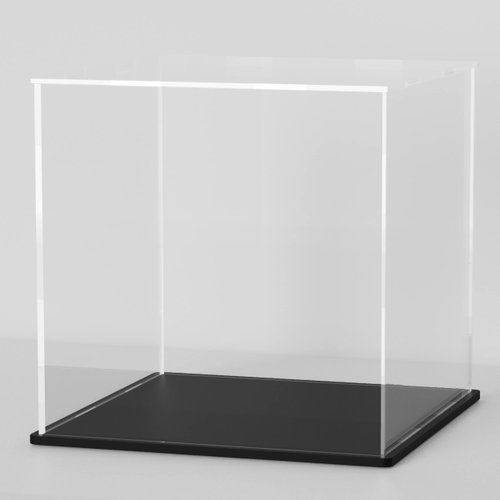 HOPEME 8 Inch Acrylic Case for Display, Clear Display Acrylic Box for Collectibles, Alternative Glass Case with Matt Black Stand for Display Action Figures