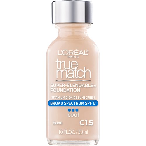 L'Oreal Paris Makeup True Match Super-Blendable Liquid Foundation, Bone C1.5, 1 Fl Oz,1 Count