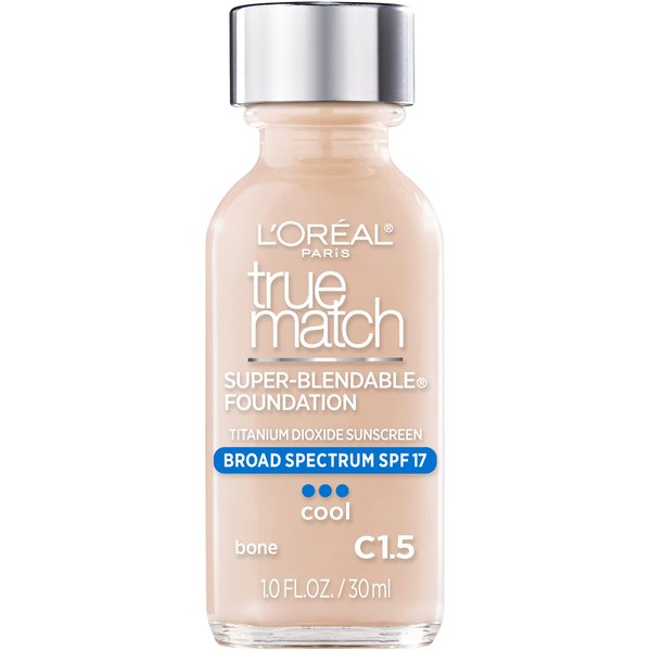 L'Oreal Paris Makeup True Match Super-Blendable Liquid Foundation, Bone C1.5, 1 Fl Oz,1 Count
