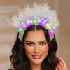 DRESBE Light Up Birthday Headband Silver LED Pearl Happy Birthday Headbands Birthday Party Favors Hair Accessories for Women