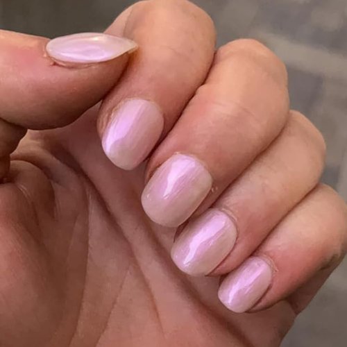 GLAMERMAID Chrome Glazed Press on Nails Extra Short Sqaure, Nude Milk White Handmade Gel Fake Nails Short Squoval, Donut Glossy Glue on False Nails Kits for Women, Glitter Wedding Round Stick on Nails
