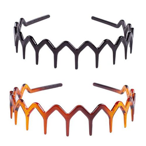 Sumddy 4Pcs Comfortable Shark Tooth Comb Headband Zigzag Hair Band Toothed Headband Women Men Hair Accessory (A#)