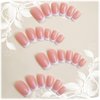 24Pcs White French Tips Press on Nails with Simple Design, Glossy Nude Medium-Short Square False Nails Gel Glue on Nails, French Manicure Art Acrylic Fake Nails Stick on Nails for Coquette Women Girls