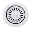 Westbrass D2082S-50 3-1/2" Extra-Deep Collar Kitchen Sink Waste Disposal Flange & Strainer Stopper, Powder Coat White