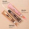 Liquid Contour+Highlighter Blush Stick+Liquid Blush Stick, Smooth Creamy Texture Face Makeup Wand, Multi-use Stick Natural Contour Blush Brighten Cheek Cosmetic (Contour+Blush#01+Highlighter #01)