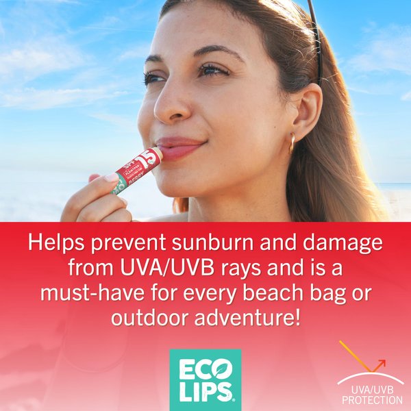 Eco Lips Classic Sport Broad Spectrum Sunscreen Lip Balm 6-Pack - Made in USA (Classic Berry SPF 15)