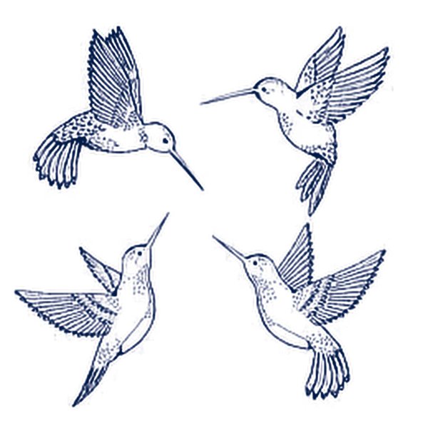 Lasting 1-2 Weeks Hummingbirds Juice Temporary Tattoo Ink Semi Permanent for Adults Woman Sketch Pencil by Hand Hummingbird Bird Navy Blue that Look Real Men Women Chest Neck Arm (4 Sheets)