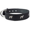 Genuine Leather Studded Dog Collar, Black, 1.5" Wide. Fits 16"-20" Neck Size Amstaff