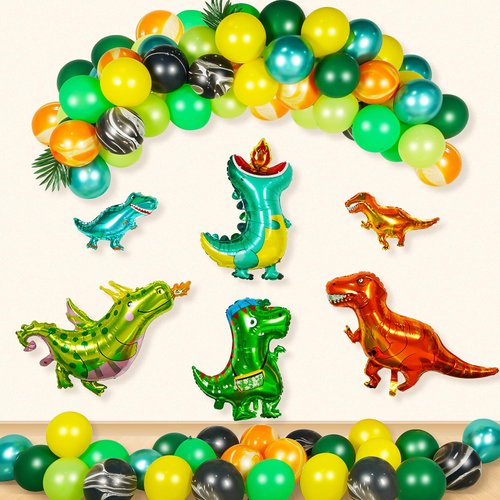GoGoGoodie Dinosaur Balloons Birthday Party Decorations Supplies, Dino Themed Foil Balloons Garland Arch Kit Baby Shower Decor for kids 70PCS