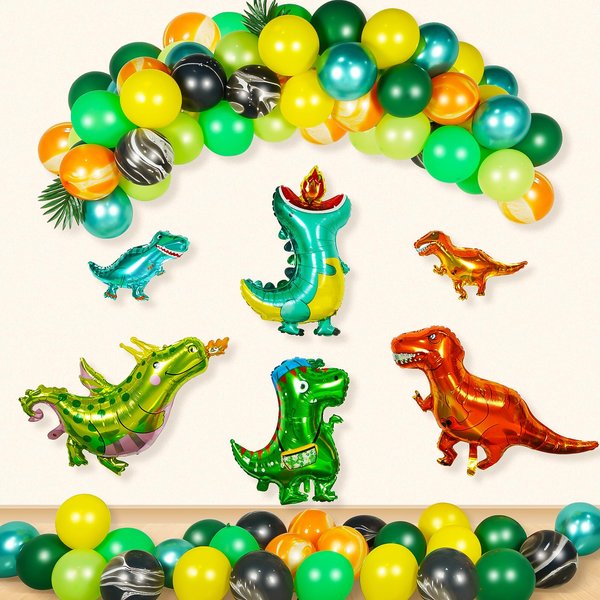 GoGoGoodie Dinosaur Balloons Birthday Party Decorations Supplies, Dino Themed Foil Balloons Garland Arch Kit Baby Shower Decor for kids 70PCS